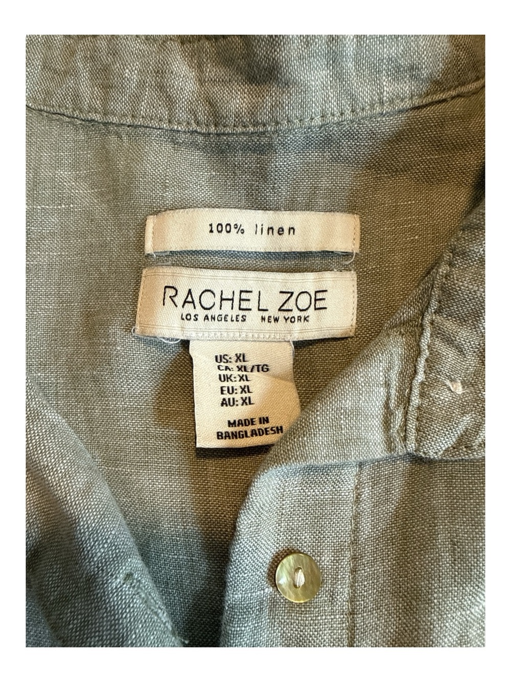 Rachel Zoe 100% Linen Short Sleeve Buttoned Top - Picture 2 of 7